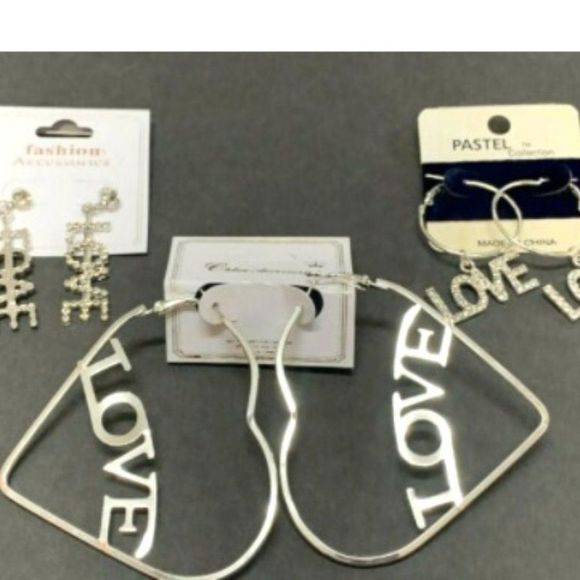 Womens Fashion Jewerly Love Set Earrings Silver - Picture 1 of 3